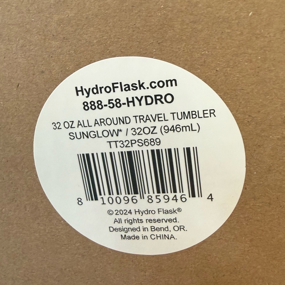 NEW w/ Box Straw Lid Hydro Flask 32 oz All Around Travel Tumbler Mug Sunglow T33 - Picture 7 of 9